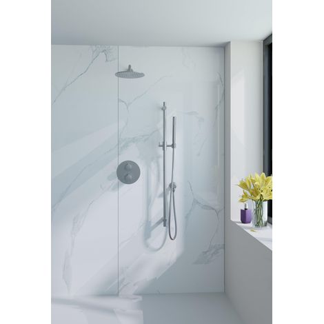FugaFlow Eccelente Acces Ensemble de douche de pluie encastré - rond - thermostatique - bras mural - barre coulissante - pomme de tête 25cm -