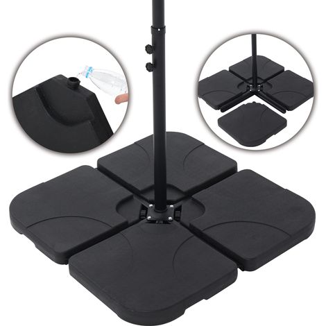 Schirmständer 60 L / 80 kg 4er Set Ampelschirmständer Outdoor Schirmgewicht Bodenkreuz Sonnenschirmständer Schirmhalter Schirmfuß Wasser Sand Gefüllt Garten (1/5)