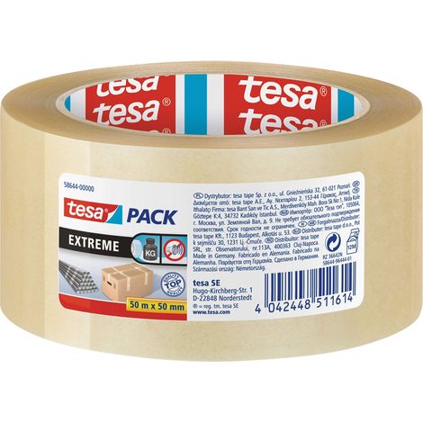 tesa Pack Solid & Strong – Nastro avvolgente silenziosamente/nastro per la chiusura sicura dei pacchetti. Disponibile in: trasparente e marrone (1/2)