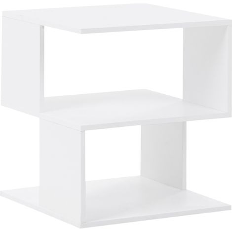 Mesita de noche moderna con estantes abiertos de tablero de partículas dormitorio blanco Beauval (1/5)