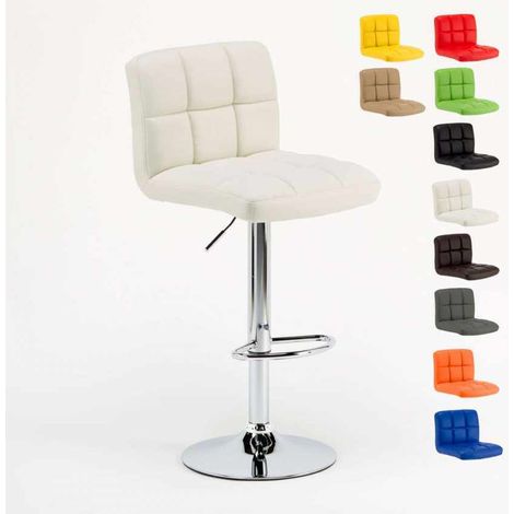 Tabouret de bar pivotant réglable avec dossier haut – Siège en similicuir – Hauteur d'assise 62 à 83 cm – Pied en acier chromé – Superstool (1/5)