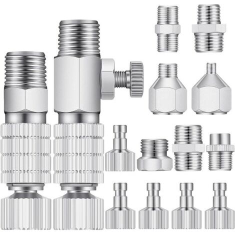 FENOPLASTICAEnsemble d'adaptateurs pour pistolet pulvérisateur, 14 pièces, accessoires à déconnexion rapide pour pistolet pulvérisateur, adaptateur à déconnexion rapide pour tuyau pour compresseur d'a (1/4)