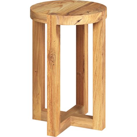 Tabouret rond en bois de teck recyclé H45,5 cm - NOÉ (1/5)