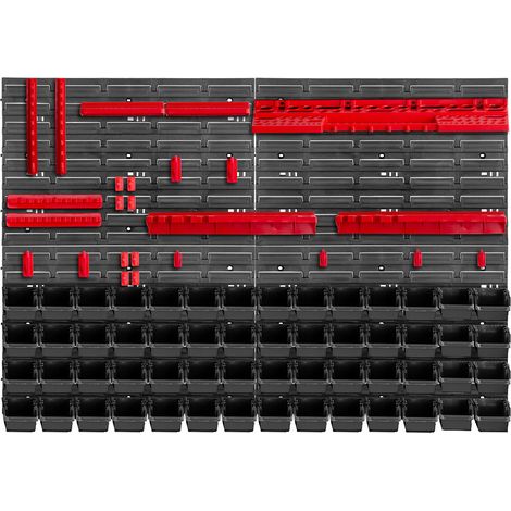 KADAX Werkstattwandregal, Wandplatten, 116 x 78 cm, Rot und Schwarz, 81 tlg.
