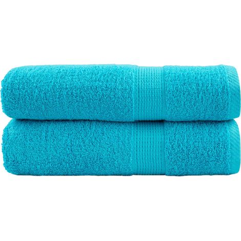 Serviettes de douche haut de gamme SOLUND, lot de 2, turquoise, 70 x 140 cm, 600 g/m²