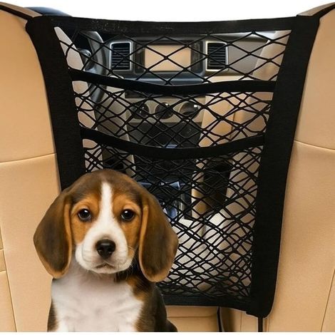 Lot de 2 barrières de protection pour chien pour voitures, filet de sécurité pour animaux de compagnie à 3 couches pour siège arrière, accessoires de voiture extensibles pour SUV/camion/coffre