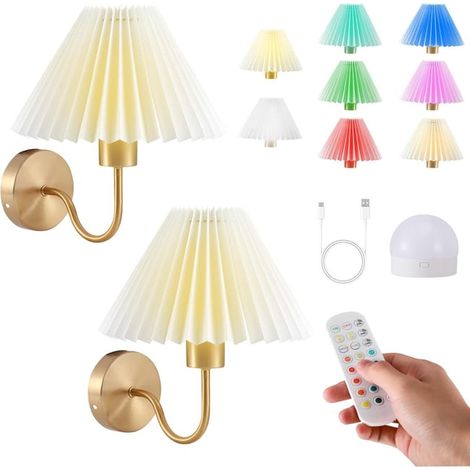2 Pack Lampe murale intérieure moderne, réglable, sans fil, rechargeable, pour chevet, chambre, salle de bains, hall d'entrée (1/5)
