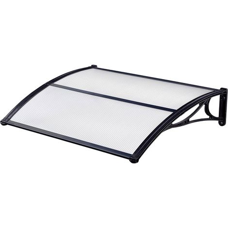 Pensilina Da Esterno In Abs Con Copertura Alveolare Opalino 80x100cm Nera (1/5)