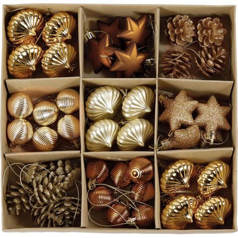 45pcs Boules de Noël, 3-4cm Woodland Cuivre et Or Incassable Boule de Noël Ornements Décoration pour Décor d'arbre de Noël (1/5)