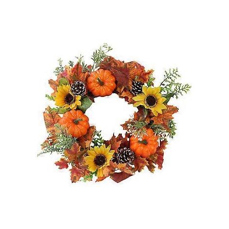 Thanksgiving-Kranz, Kürbis-Dekorationskranz mit Blumenmotiv