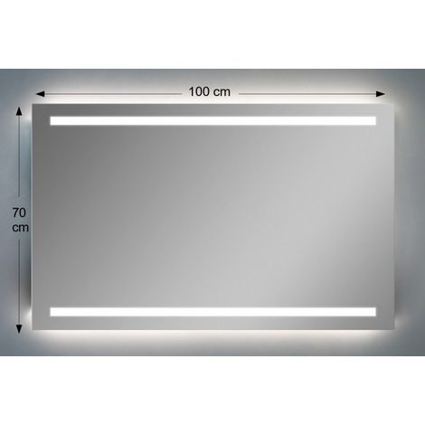 Miroir mural rectangulaire 100x70 cm épaisseur 4 mm rétroéclairé à LED (1/2)
