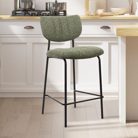Tabouret de bar en tissu vert ANTO (lot de 2) (1/5)