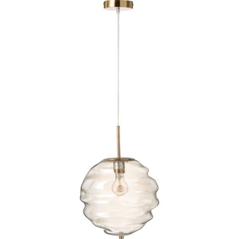 Suspension style ruche 30x30x34 cm en verre marron clair