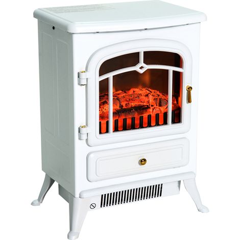 Cheminée électrique avec chauffage, cheminée électrique avec effet flamme LED, cheminée décorative 950 1850 W, cheminée électrique avec protection contre la surchauffe, blanche (1/5)