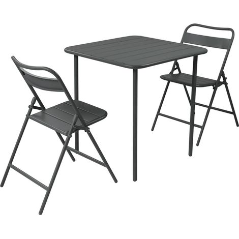 sweeek - Gartentisch aus Stahl + 2 Stühle