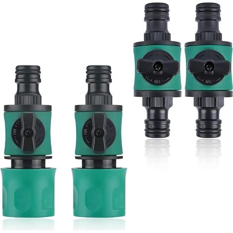 4 Pcs Raccord avec Vanne Filetée Femelle 1/2" Valve de Régulation, Arrosage Raccord Rapide Arrosage,16mm Adaptateur Robinet Tuyau, PP Raccord Arrosage pour Raccord de Tuyau 1/2 in (1/4)