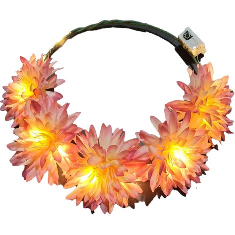 Couronne De Fleurs Led - Couronne Lumineuse Pour Tête - Pour Fête Mariage Halloween Noël - 1 Pièce (1/5)