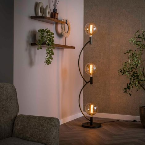 Lampadaire salon en métal courbe finition bronze 3 lampes RALF (1/5)