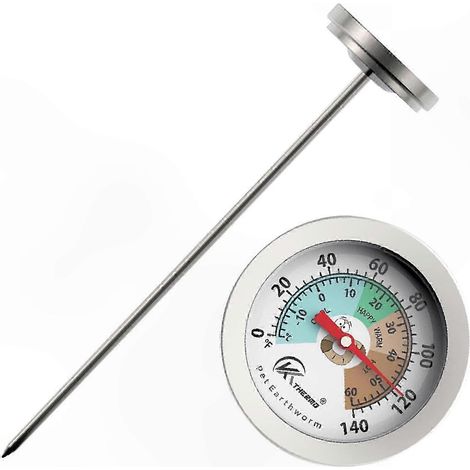 Bodenthermometer für Kompostierung, Edelstahlzifferblatt, 20 cm Temperaturmesswerkzeug (1/5)