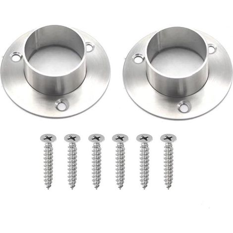 Set mit 2 Kleiderstangenhalterungen aus Edelstahl, inklusive Schrauben, 38 mm Durchmesser