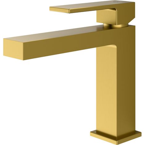 BERNSTEIN - Miscelatore lavabo in ottone dorato spazzolato, getto delicato e risparmio idrico - 3,4x16x17cm (LxAxP) - LAVOA	Oro spazzolato