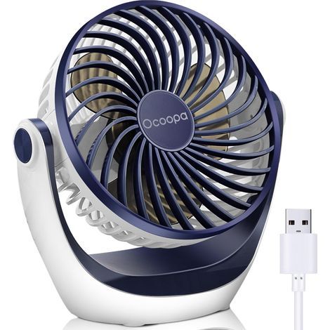 Ventilateur Silencieux Portable Mini Puissant - 3 Vitesses, Rotation 360°, Alimenté par USB - Pour Chambre, Bureau, Domair, Cuisine (1/5)