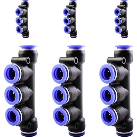 10 pièces 16 mm répartiteur en Y à 3 voies, raccord pneumatique, rapide plastique raccords Push to Connect, adaptateur de conduite d'air PY - PK-12mm (1/5)