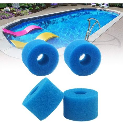 QAZQA 4 pièces Cartouche de Filtre Éponge, Éponge Filtrante Réutilisables Filtres de Piscine lavables pour Piscine Spa Bain à Remous Piscine Outil de Nettoyage en Mousse de Cartouche(Bleu) (1/5)