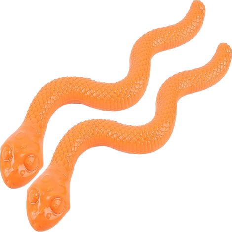 Set mit 2 Hundekauspielzeugen, Leckerli-Spender in Schlangenform, TPR-Gummi, 42 cm (Orange)