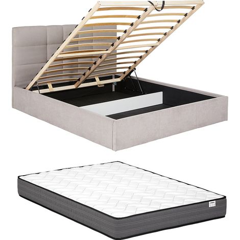 Letto con Contenitore + Materasso 180 x 200 cm in Tessuto Beige - ELIAVA di PASCAL MORABITO