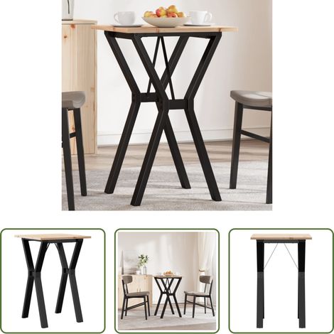 Bois de pin - Table à manger cadre en Y 50x50x75 cm bois de pin massif acier (1/5)