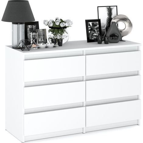 Commode blanche 100 cm avec 6 tiroirs – Meuble TV en panneau stratifié – Verrouillage tiroir – Finition mate élégante — vue 4