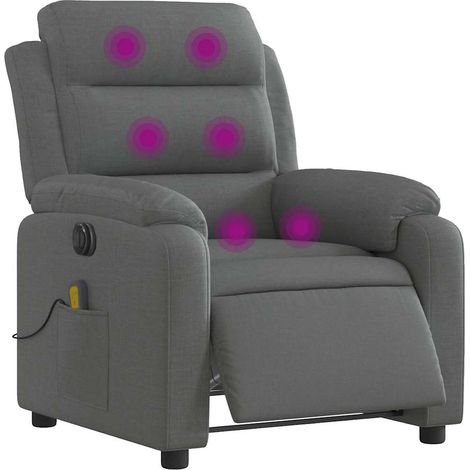 vidaXL Poltrona Reclinabile Massaggio Elettrica Grigio Scuro Tessuto
