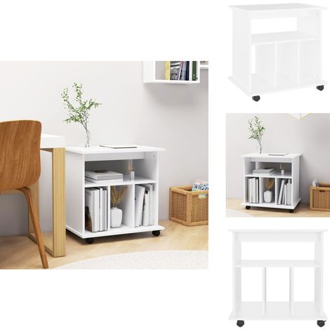 Armoire à roulettes Blanc 60x45x60 cm Bois d’ingénierie - Meuble De Rangement - Armoire Sur Roulette - Armoire Blanche - Meuble De Bureau - Rangement Pratique (1/5)