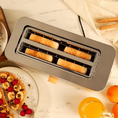 Cecotec Grille-Pain Vertical 2 Fentes Longues Touch&Toast Extra Double. 1500 W, 4 Tranches de Pain, Fentes Extra-Larges de 3 (1/5)