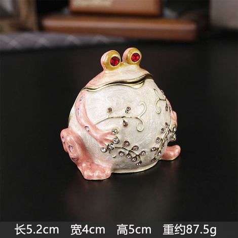 (Rose) Boîte à bijoux grenouille exquise incrustée de strass pour ranger de petits ornements (1/2)