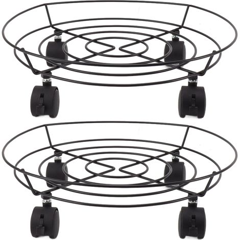 2pcs Rolling Stand Base 36cm High Load Bearing Capacity with Brakes Iron Plant Pot Movers for Foot Bath Barrel Gas Canister (1/5)