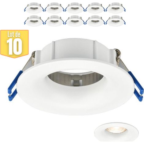 Lot de 10 Fixations spots BRAYTRON Tetra-D, rond, blanc, fixe, diamètre 88mm, aluminium (1/5)