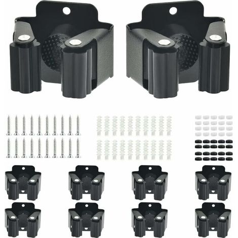 10 Stück Wandbesenhalter, Edelstahl-Gerätehalter, Wandmontage-Set, Gartenwerkzeug-Besenhalter, Wandbesen, Haken, Gartenwerkzeug-Krückenhalter für Krücken, Türen,  FLITI