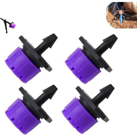 Goutteur d’arrosage mini réglable en forme de goutte, violet, pour plantes d’intérieur et jardin, irrigation goutte à goutte, lot de (1/4)