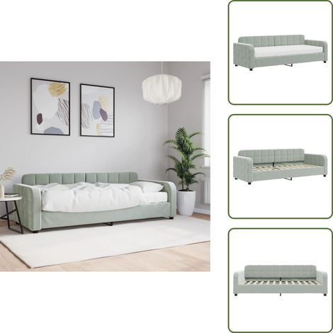 The Living Store Tagesbett mit Matratze Hellgrau 80x200 cm Samt - Tagesbett - Schlafsofa - Gästebett - Samtcouch - Wohnzimmermöbel