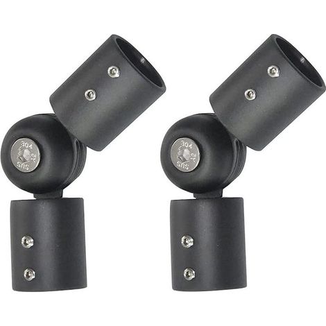 Set mit 2 verstellbaren Edelstahl-Eckverbindern für Gardinenstangen – 19 mm – Schwarz (1/4)