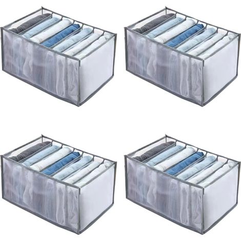 Organisateur De Vêtements - Panier De Rangement Pliable En Maille Nylon - Pour Tiroirs Armoires Et Sous-Lit - 4 Pièces (1/5)