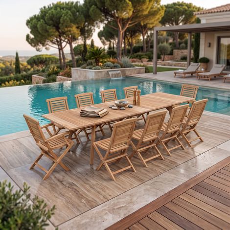 Salon de jardin en teck massif Eden, 10 places (1/5)