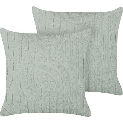 Conjunto de 2 cojines decorativos 45 x 45 cm algodón abstracto relleno poliéster verde Tellima (1/5)