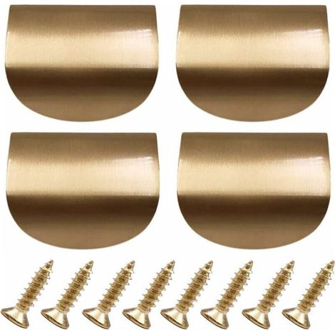 4 Stück, verdeckte Möbelgriffe aus massivem Messing für Kleidung, Schuhe und Küchenschubladentüren (1/4)