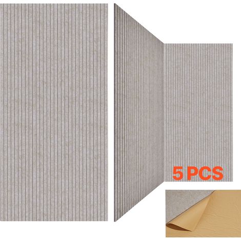 Panneau Acoustique, Lot de 5, Mousse Acoustique Mural Autocollant 120x60x1 cm Panneaux Insonorisants Fibre Polyester Haute Densité, Isolation Phonique pour Maison, Studio, Bureau, Couleur Camel (1/5)