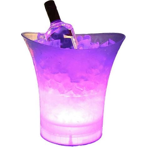 Seau à champagne lumineux, seau à glace LED, bar, caisse à champagne, seau à glace LED étanche en plastique rose (1/5)