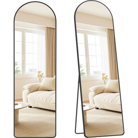 SONGMICS Specchio a Figura Intera, 160 x 50 cm, Specchio da Terra ad Arco con Supporto, Cornice in Lega di Alluminio, Vetro Temperato, Camera da Letto Soggiorno, Nero Inchiostro LFM051BD01 (1/5)