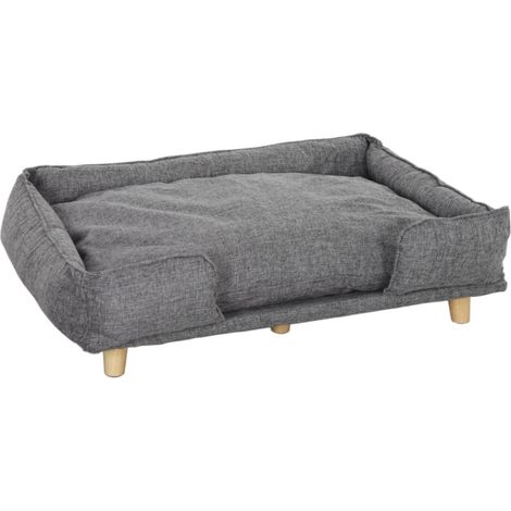 Canapé chien - Lit confort avec coussin amovible lavable - Tissu naturel gris foncé - Pour animaux 96x66x24cm (1/5)